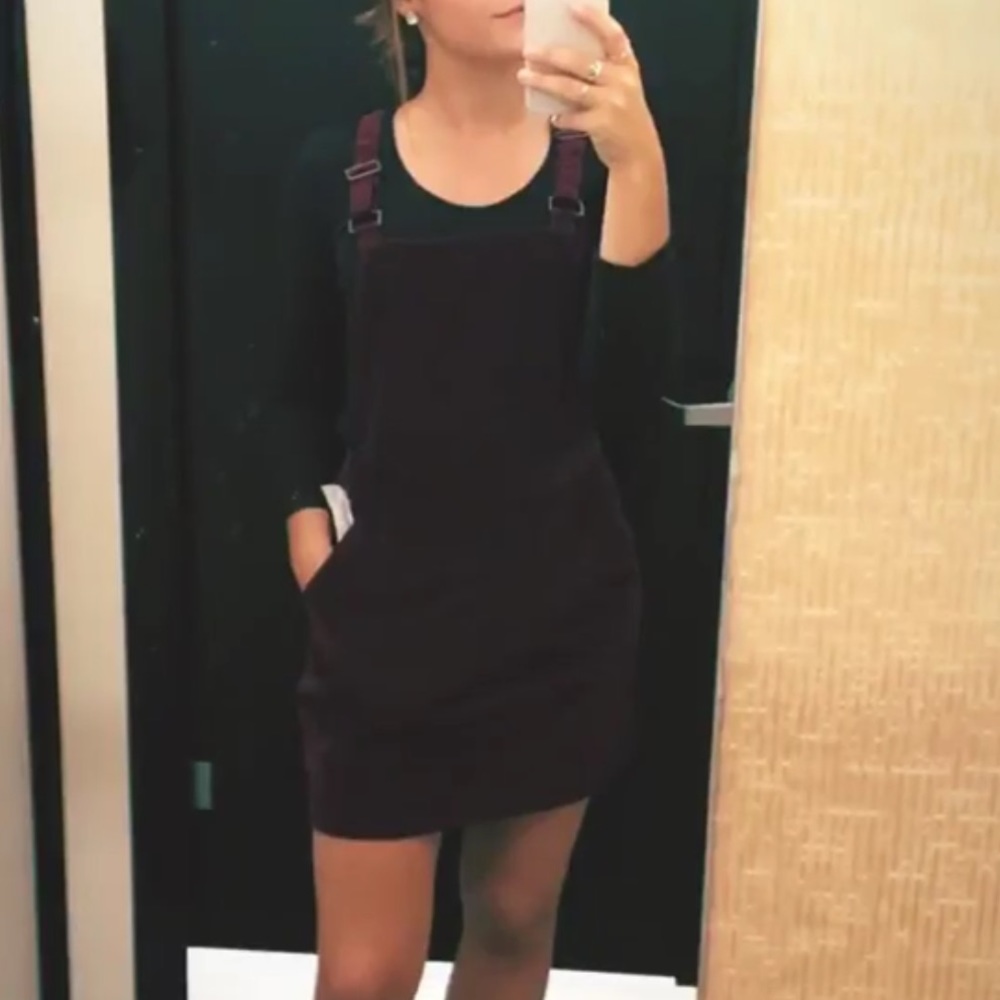Maroon corduroy overall dress